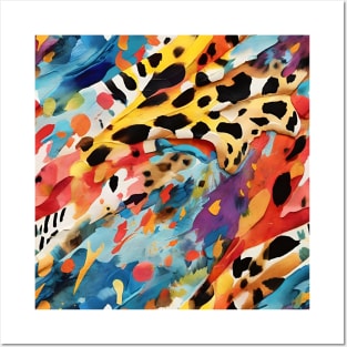 Unique Colorful Wild Animal Print Painted Pattern Posters and Art